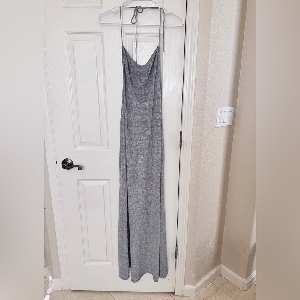 Reformation Gray Maxi Halter Neck Dress